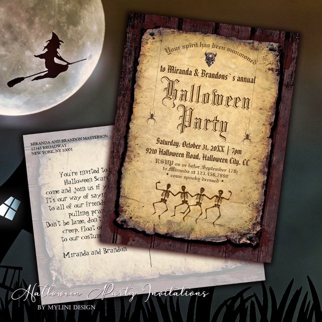 Vintage Skull Gothic Skeleons Halloween Invite (Creator Uploaded)