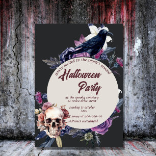 vintage skull gothic spooky halloween invitation