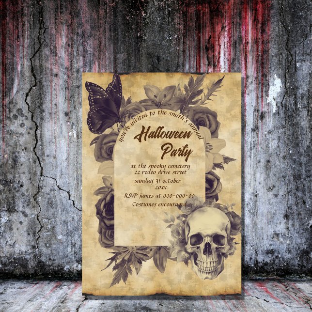 vintage skull  gothic spooky halloween invitation (Creator Uploaded)