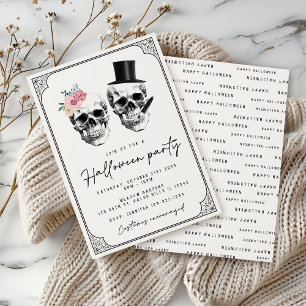 Vintage skull Halloween costume party invitation