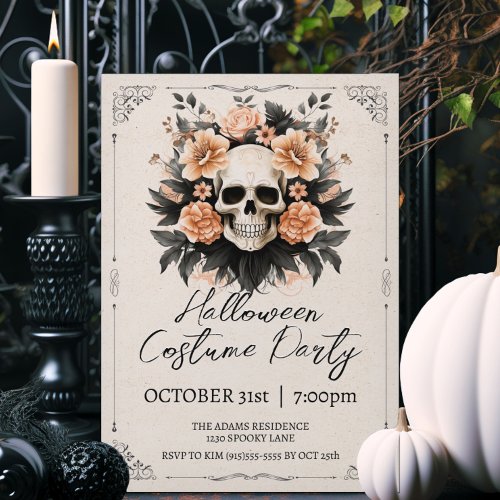 Vintage Skull Halloween Invitation