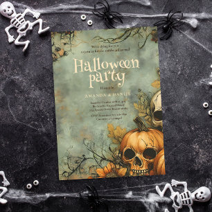 Vintage Skull Halloween Party Invitation