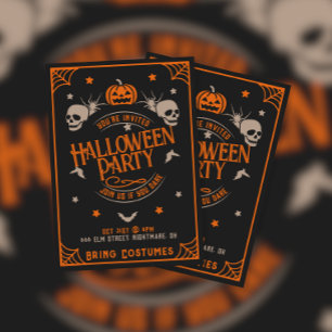 Vintage Skull Halloween Party Invitation