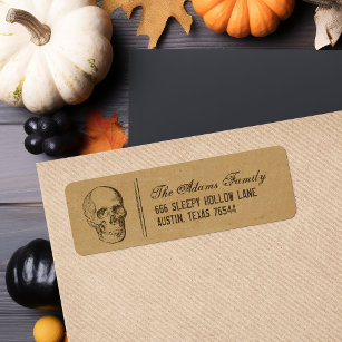 Vintage Skull Halloween Return Address Labels