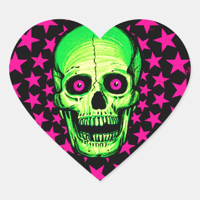 Vintage Skull Heart Sticker (Front)