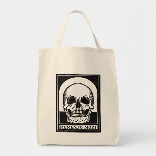 Vintage Skull Illustration Black White Tote Bag