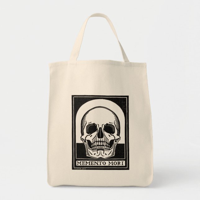 Vintage Skull Illustration Black White Tote Bag (Front)