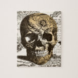 Vintage Skull Jigsaw Puzzle<br><div class="desc">A vintage skull with flowers and fluer de lis designs.</div>