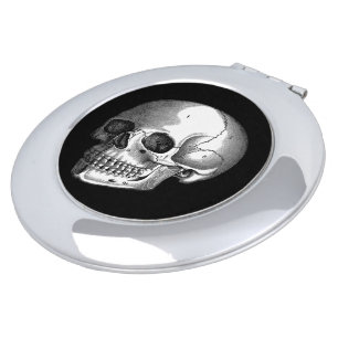 Vintage Skull Macabre Horror Compact Mirror