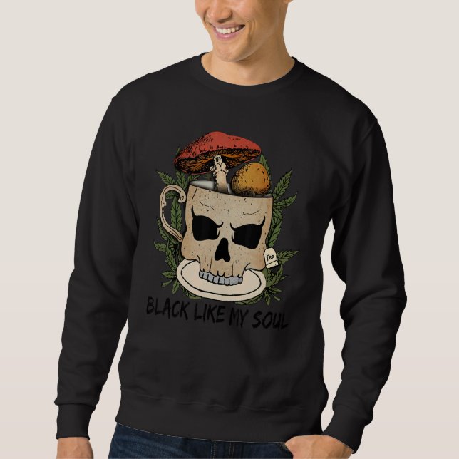 Vintage Skull Mushroom Tea Witchcraft Plant  Garde Sweatshirt (Front)
