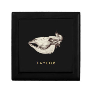 Vintage Skull of Cow Illustration Name Gift Box