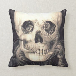 Vintage Skull Optical Illusion Black/White Pillow