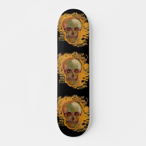 Vintage Skull Painting by Van Gogh Skateboard