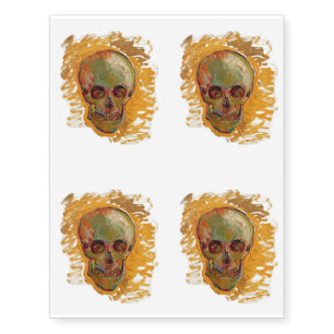 Vintage Skull Painting by Van Gogh Temporary Tattoos