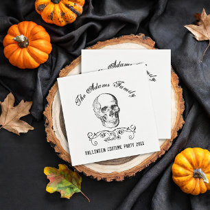 Vintage Skull Personalized Halloween Party Napkins