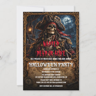 Vintage Skull Pirate Halloween Party Invitation