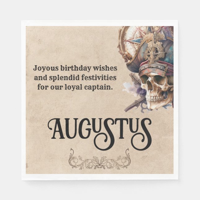 Vintage Skull Pirate Theme Napkins (Front)