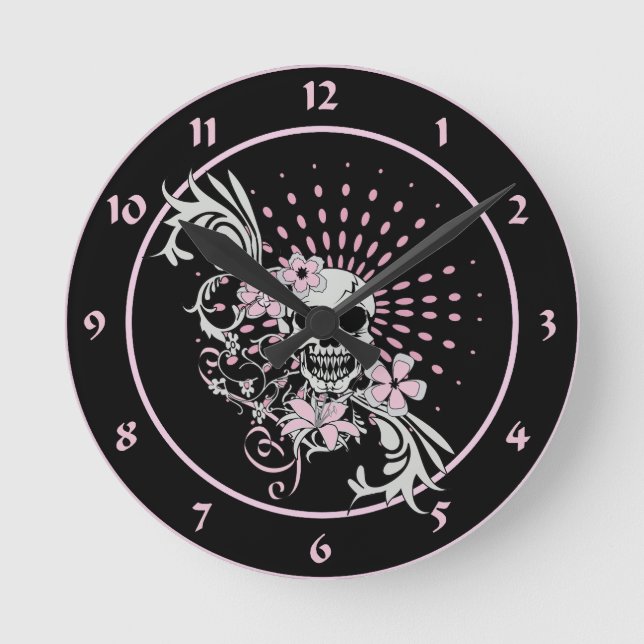 Vintage Skull Round Clock (Front)