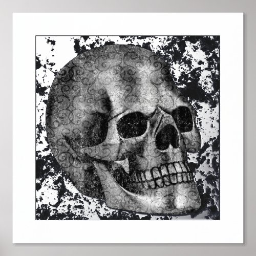 Vintage Skull Scary Cool  Unique Gothic Halloween Foil Prints