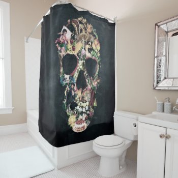 Vintage Skull Shower Curtain by ikiiki at Zazzle