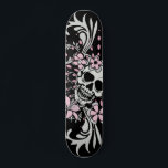 Vintage Skull Skateboard<br><div class="desc">Vintage skull with flowers and of pink for the ladies.</div>