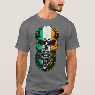 Vintage Skull Skeleton Irish Ireland Flag St Patri T-Shirt