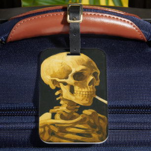 Vintage Skull Smoking – Unique Van Gogh Inspired Luggage Tag
