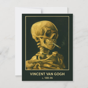 Vintage Skull Smoking – Unique Van Gogh Inspired Postcard