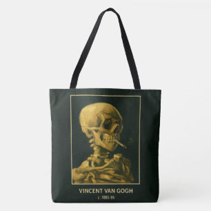 Vintage Skull Smoking – Unique Van Gogh Inspired Tote Bag