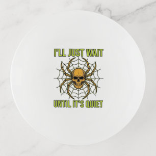Vintage Skull Spider Funny Halloween T-Shirt Desig Trinket Tray