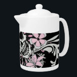 Vintage Skull Teapot<br><div class="desc">Vintage skull with ribbons,  flowers and plenty of pink.</div>