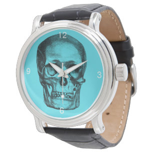 Vintage Skull Time Pastel Blue  Watch