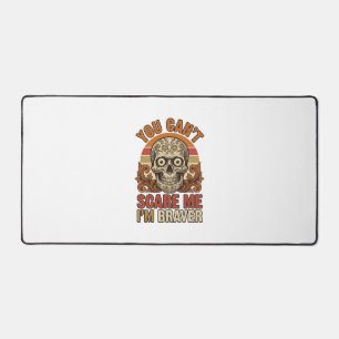 Vintage Skull You Can’t Scare Me Halloween Shirt D Desk Mat