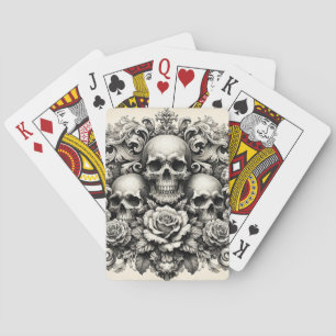 Vintage Skulls and Roses Poker Cards