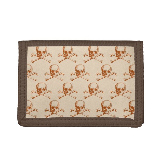 Vintage Skulls & Crossbones Trifold Wallet (Front)