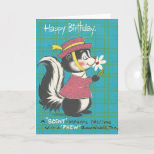 Vintage Skunk Happy Birthday Card