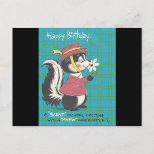 Vintage Skunk Happy Birthday Postcard