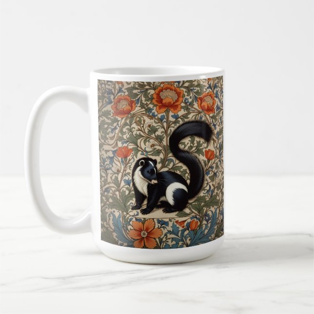 Vintage Skunk William Morris Inspired Coffee Mug (Left)