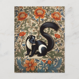 Vintage Skunk William Morris Inspired Postcard
