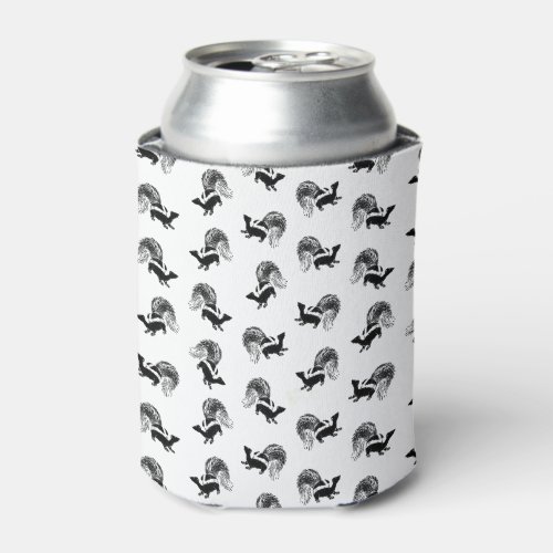 Vintage Skunks Pattern CUSTOM BACKGROUND COLOR Can Cooler