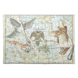 Vintage Sky Map Celestial Constellation Hercules Cloth Placemat