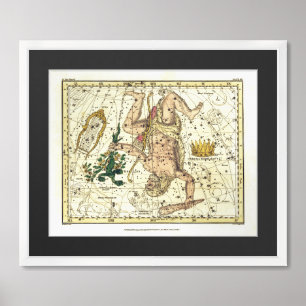 Vintage Sky Map Constellation of Hercules Framed Art