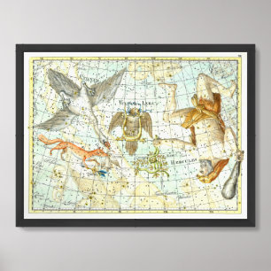 Vintage Sky Map Constellation of Hercules  Framed Art