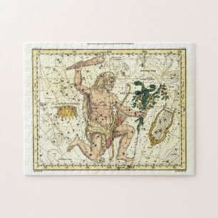 Vintage Sky Map Constellation of Hercules Jigsaw Puzzle