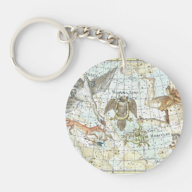 Vintage Sky Map Constellation of Hercules  Keychain (Front)