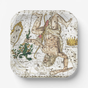 Vintage Sky Map Constellation of Hercules Paper Plates