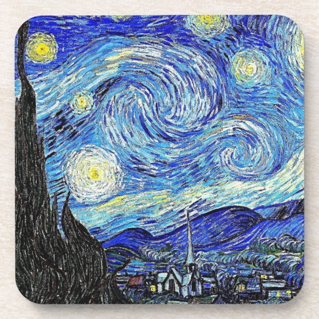 Vintage Sky Night Starry Night Beverage Coaster (Front)