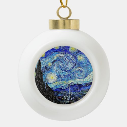 Vintage Sky Night Starry Night Ceramic Ball Christmas Ornament