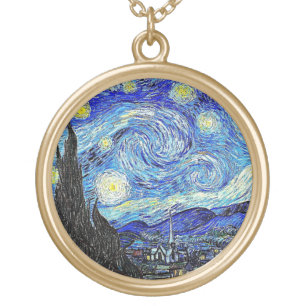 Vintage Sky Night Starry Night Gold Plated Necklace