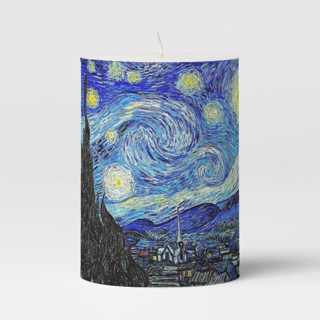 Vintage Sky Night Starry Night Pillar Candle (Front)